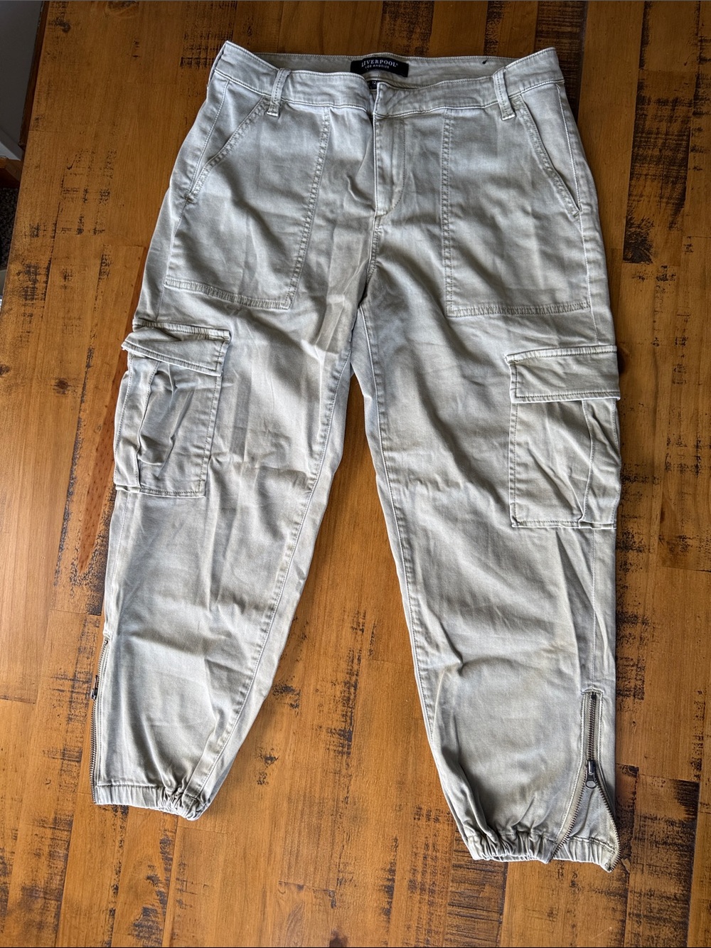 Liverpool Light Gray Cargo Jogger Pants